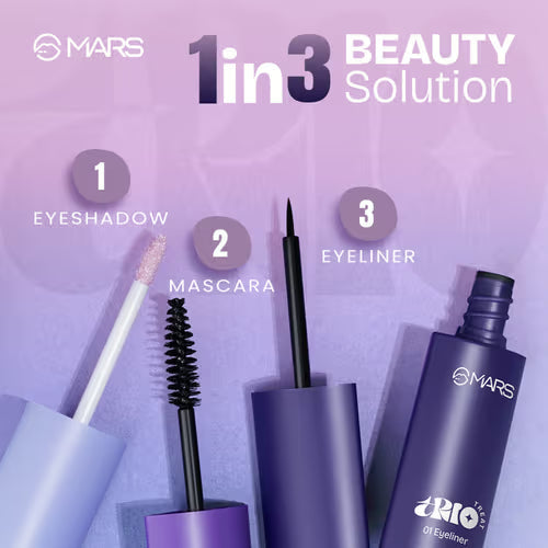 3 in 1 Eye Makeup Kit (Glitter Eyeshadow, Volumizing Mascara & Waterproof Eyeliner)