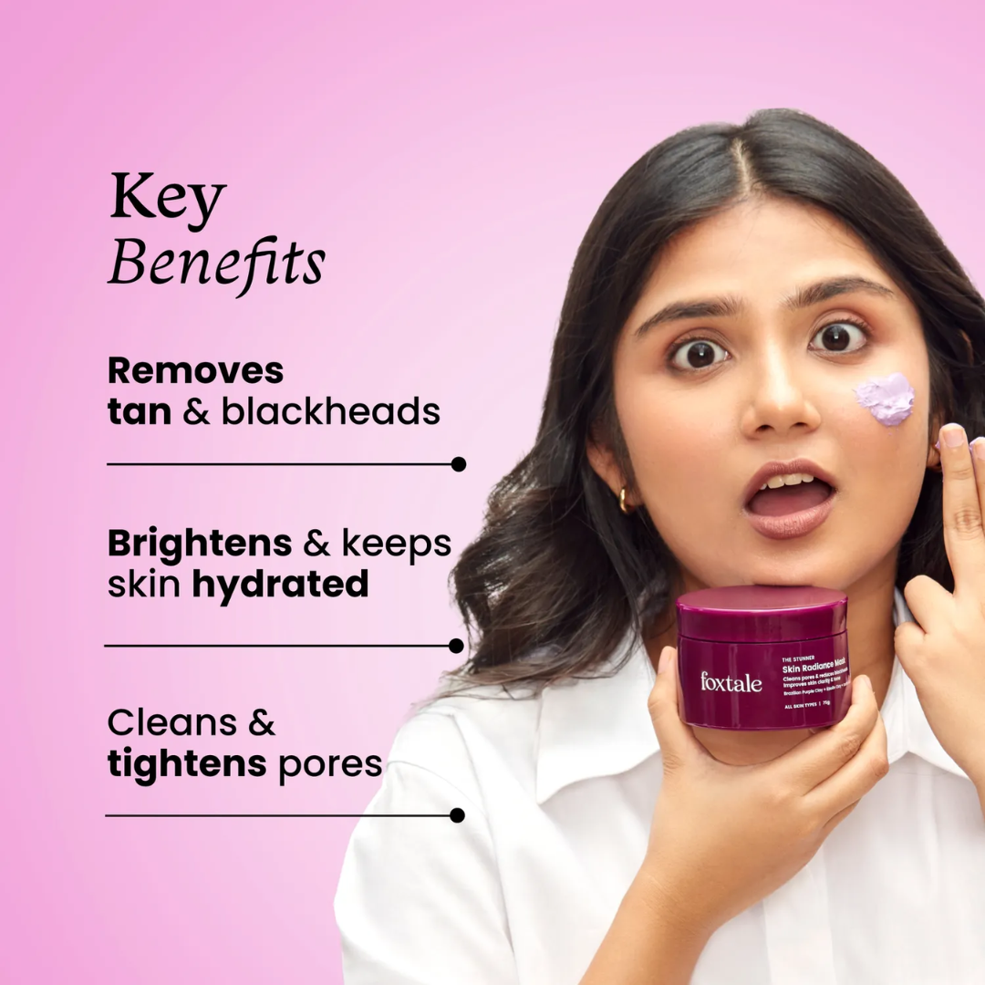 Purple Clay Mask - Removes tan + Removes blackheads + Brightens skin at just 1st use.
