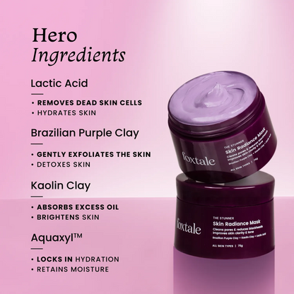 Purple Clay Mask - Removes tan + Removes blackheads + Brightens skin at just 1st use.